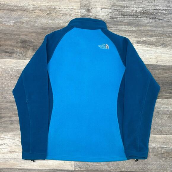 The North Face Teal‎ Blue Womens Large Full Zip Mock Neck Fleece Jacket Gorpcore - Picture 3 of 13